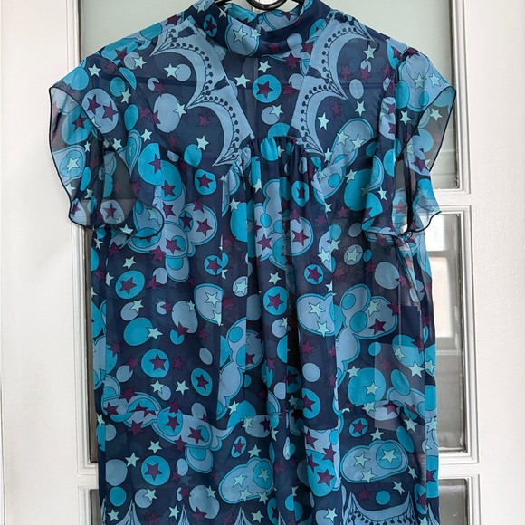 Anna Sui Tops - Anna Sui Silk Blue Patterned Women's Top, NWT, M